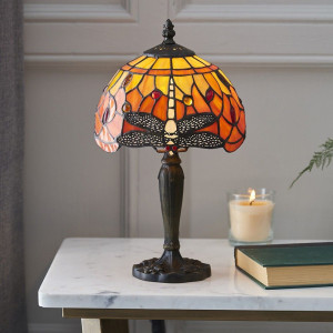 Dragonfly Flame Small Table Lamp, Antique Looking Table Lamps