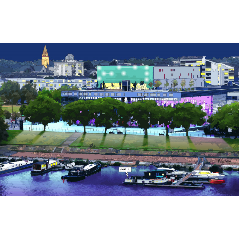 Toile Angers "Théâtre Le Quai, de nuit" par Philippe Matine
