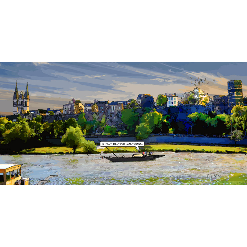 Toile "Angers bord de rivière" Philippe Matine