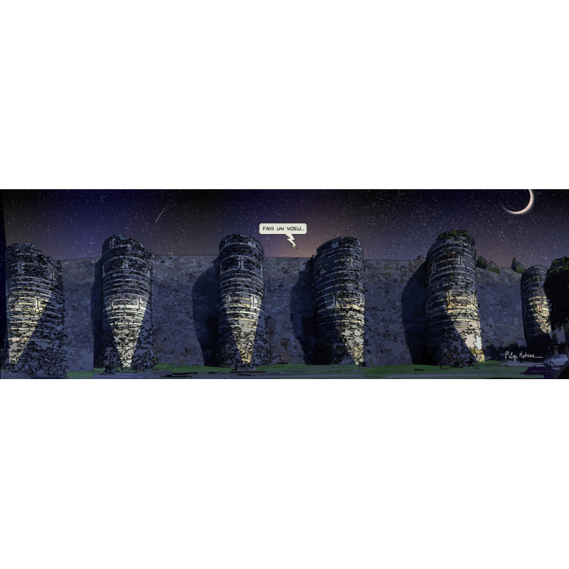 Toile "Angers remparts de nuit" par Philippe Matine