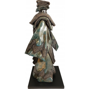 Sculpture raku "Le porteur de tissus" Paul Beckrich