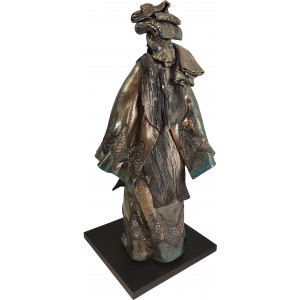 Sculpture raku "Le porteur de tissus" Paul Beckrich