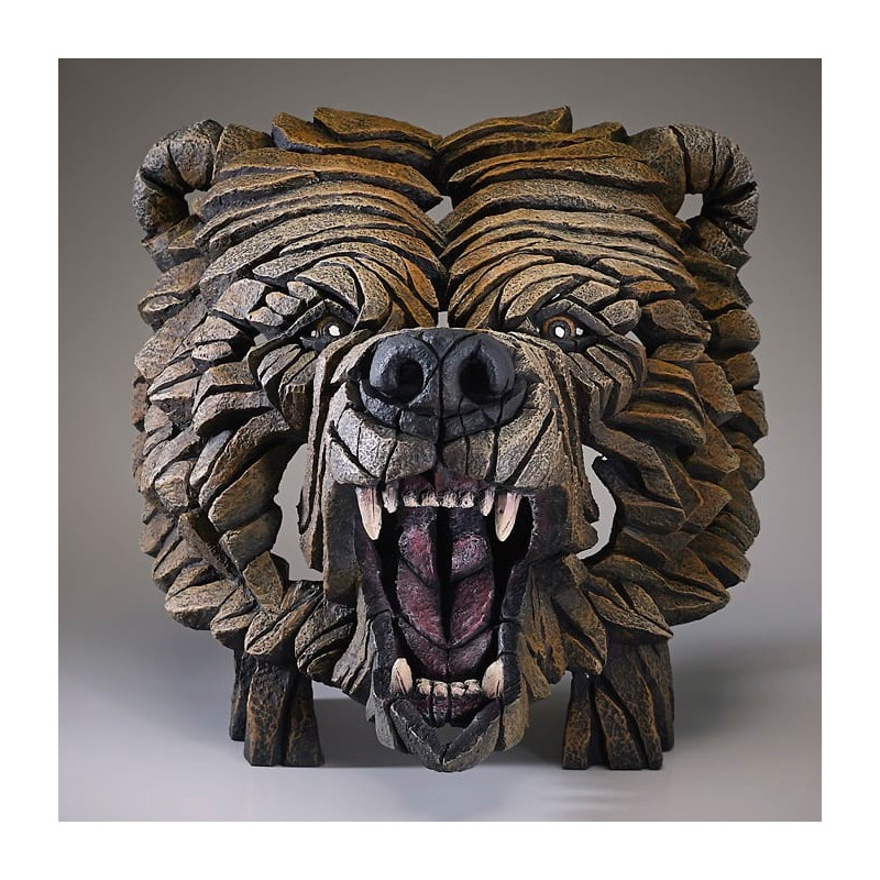 Grizzly Bear Bust Edge Sculpture