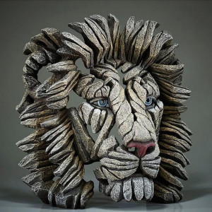 Sculpture Buste de lion Blanc Edge
