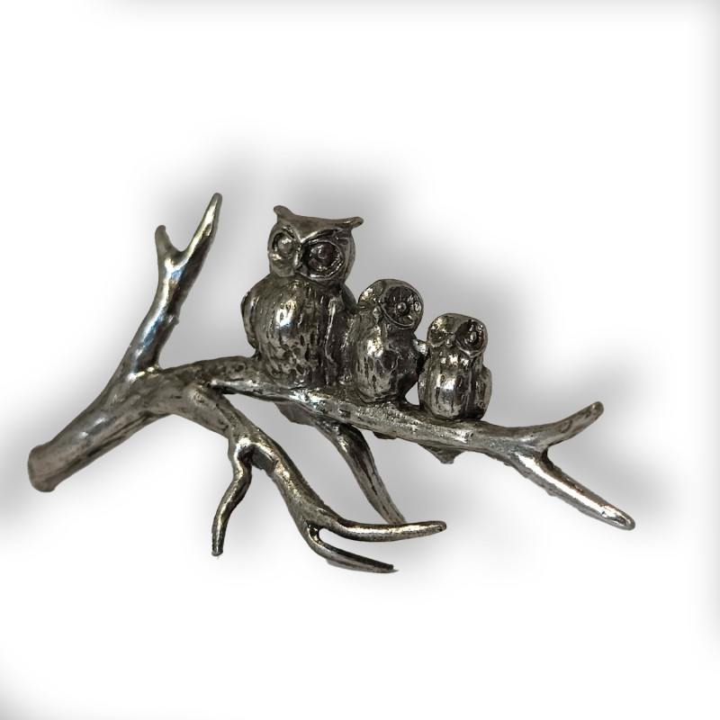 Trio de chouette en étain