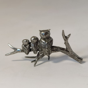 Trio de chouette en étain