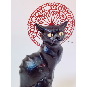 Animaux de collection Verre Art Figurine de chat noir Décoration d