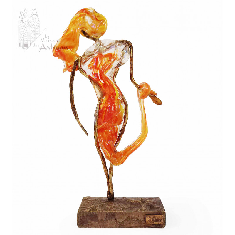 Amira - sculpture en verre et bronze