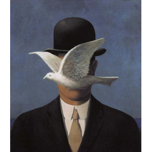 Figurine 16 cm Magritte L'homme au chapeau melon