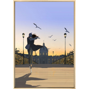 Pont des arts, fin du jour - Art frame by M. Forichon