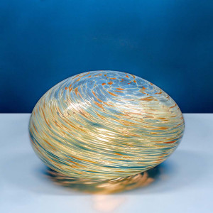 Lampe Galet - Turquoise Antique - allumée