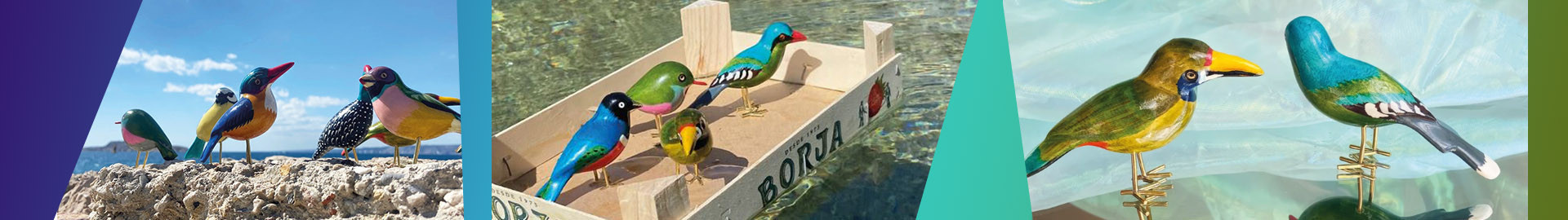 Wooden and brass birds